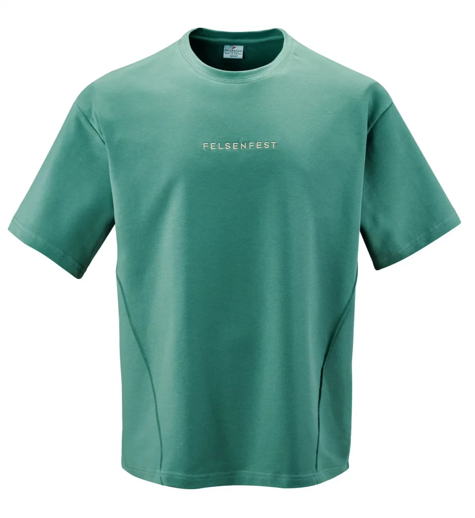 Felsenfest_Oversized_Boulder-Shirt_Tuerkis_VorderansichtmitSchriftzug